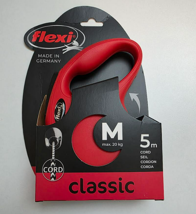 Laisse Flexi Classic cordon rouge M longueur 5 mètres