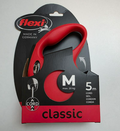 Laisse enrouleur à cordon rouge pour chien moyen Flexi Classic taille M 5 mètres.