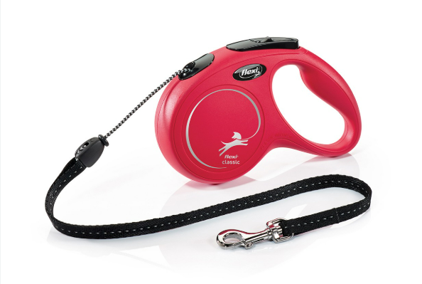 Laisse enrouleur à cordon rouge pour chien moyen Flexi Classic taille M 5 mètres.