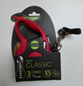 Laisse enrouleur à cordon rouge pour petit chien Flexi New Classic taille XS 3 mètres.