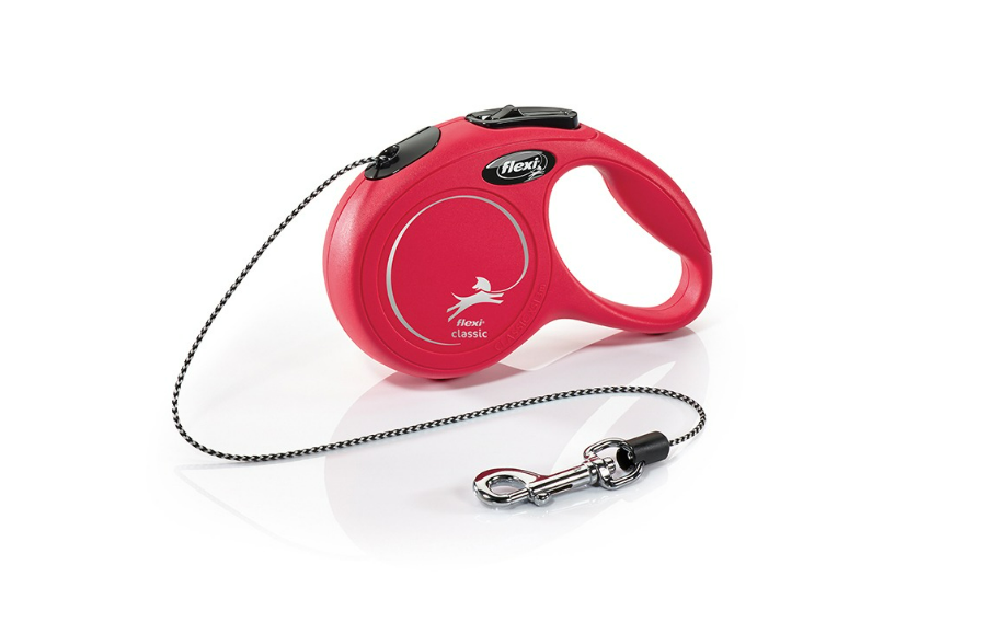 Laisse enrouleur à cordon rouge pour petit chien Flexi New Classic taille XS 3 mètres.